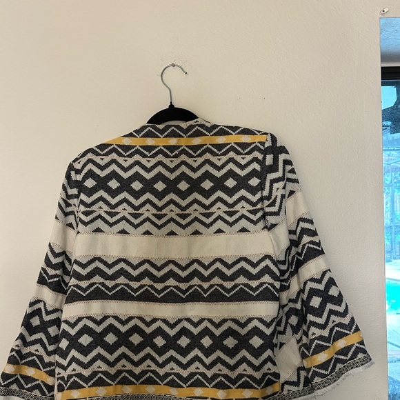 BB Dakota Black and White Chevron Cardigan with Yellow Highlights - Picture 2 of 5